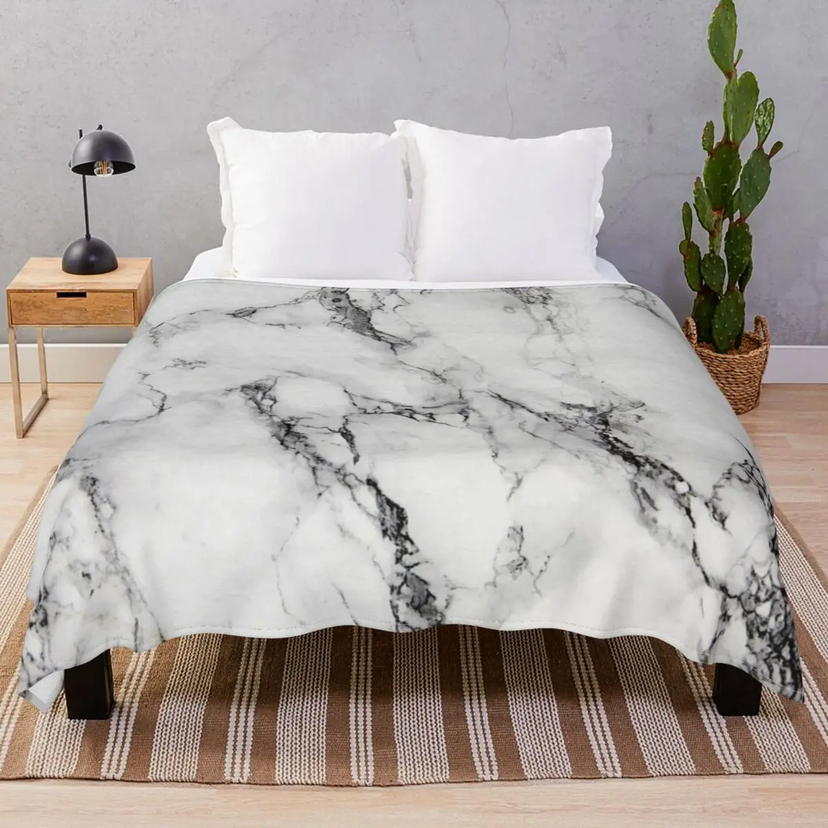 White Marble Blanket Coral Fleece Plush Print Fluffy Throw Blankets for Bed Home Couch Travel Office