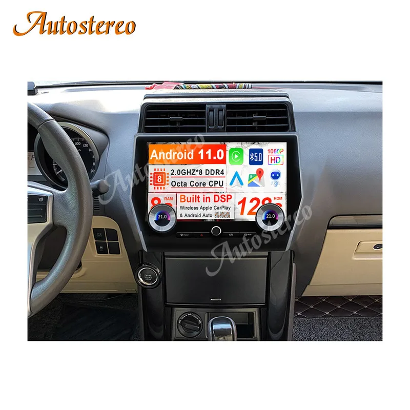

Автомобильный мультимедийный плеер Qualcomm, Android 11, экран Tesla для Toyota Land Cruiser Prado 150 2010 +, GPS-навигация