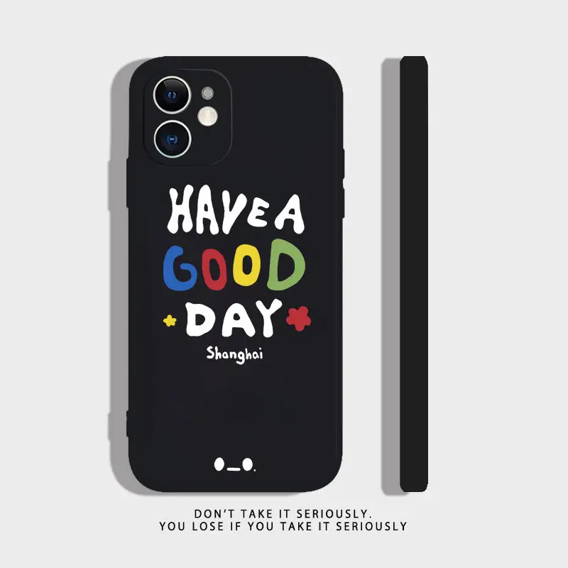 

Have Good Day Suitable for IPhone 14, Apple 13, ProMax Mobile Phone Case 12, English XS, Small Fresh Female All Inclusive Soft