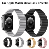 metal link bracelet for apple watch 45mm 44mm 42mm 41mm 40mm stainless steel magnetic loop belt for iwatch series 7 6 5 4 3 2 se