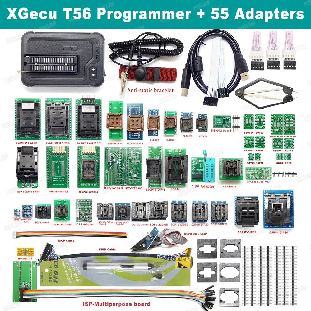 XGecu T56 EMMC-NAND флэш-программист + 55 адаптер супер комбинация BGA63 BGA64 BGA153/169 лучше чем