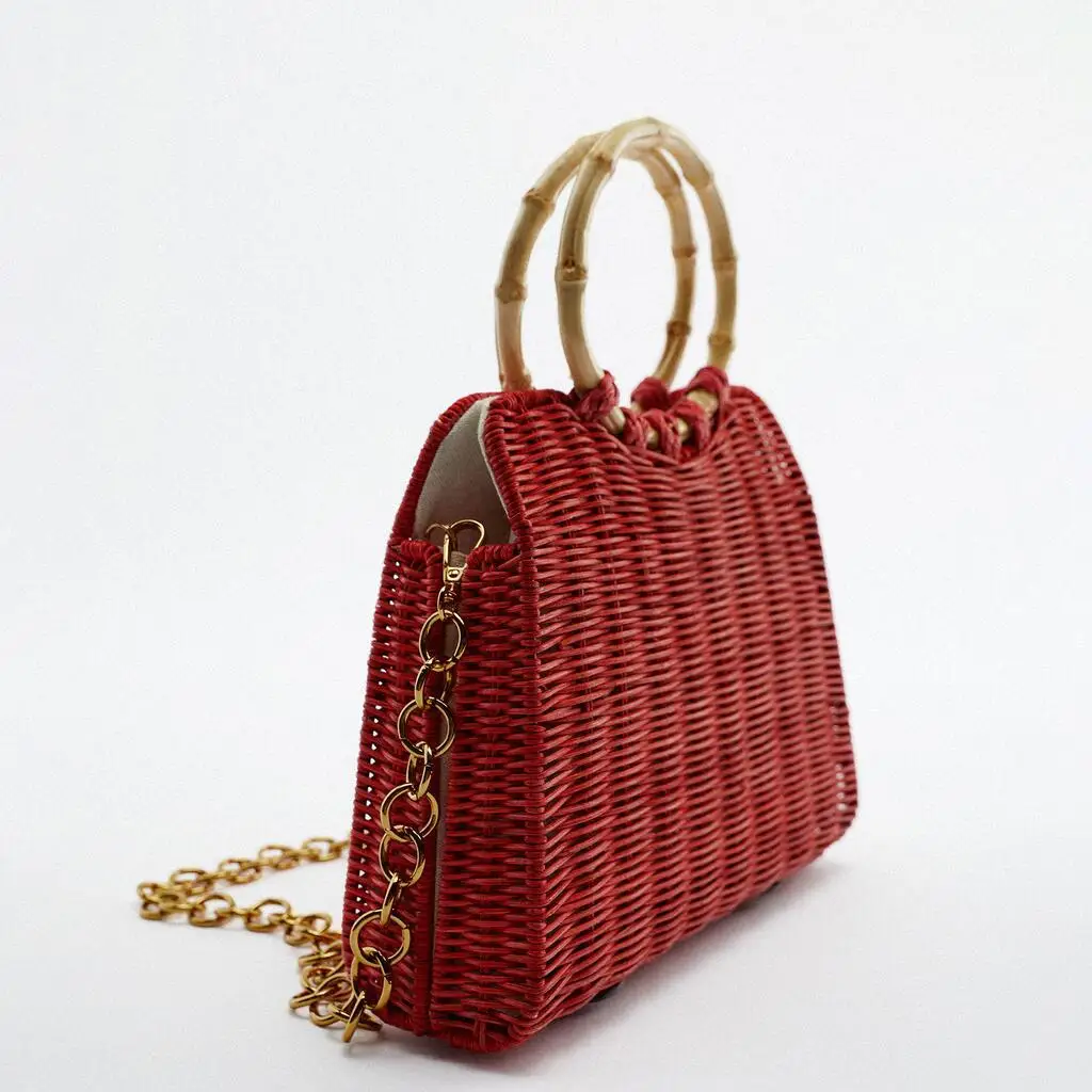 Luxury Designer Wicker Woven Rattan Bag Women Handbags 2022 Bohemian Straw Bags for Women Chains Sling Shoulder Crossbody Bag