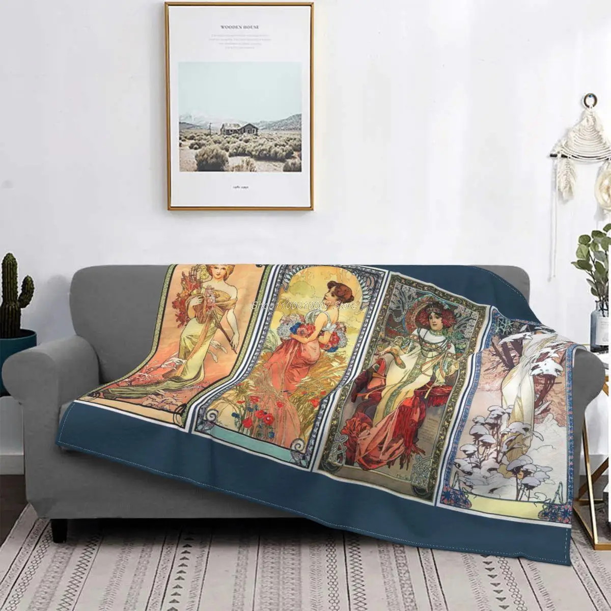 

Alphonse Mucha Ablum Diary Fleece Throw Blanket Vintage Beautiful Women Blankets for Bedding Travel Warm Quilt