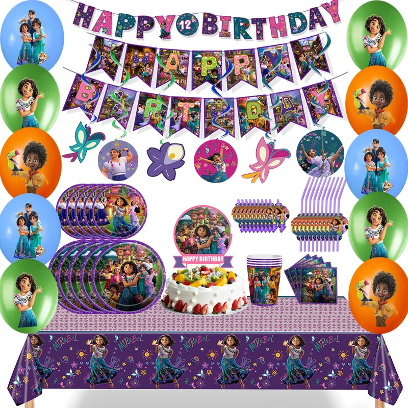 

Disney Encanto Mirabel Happy Birthday Foil Balloons Decoration Encanto Mirabel Disposable Cutlery Paper Plate Paper Cup Party