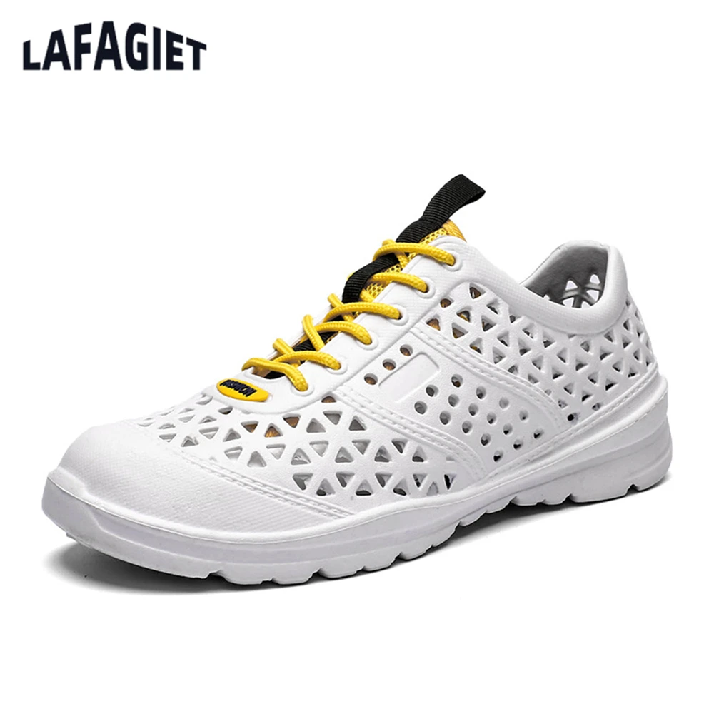 

Сандалии мужские быстросохнущие, перфорированная пляжная обувь, дышащие спортивные кроссовки, на шнуровке, удобные тапочки, для отдыха на открытом воздухе, летняя обувь