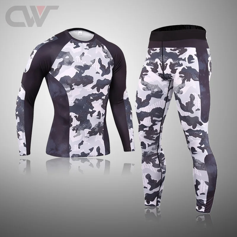 

Men Thermal Underwear Sets Fitness Camouflage Breathable Tactical Sweat Quick Drying Outdoor Sports Tight Male Thermo Underwear