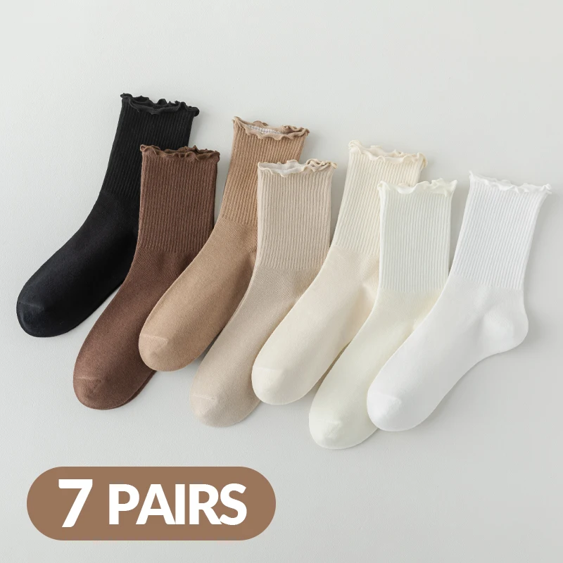 7 пар женские хлопковые носки с черными грибковыми краями