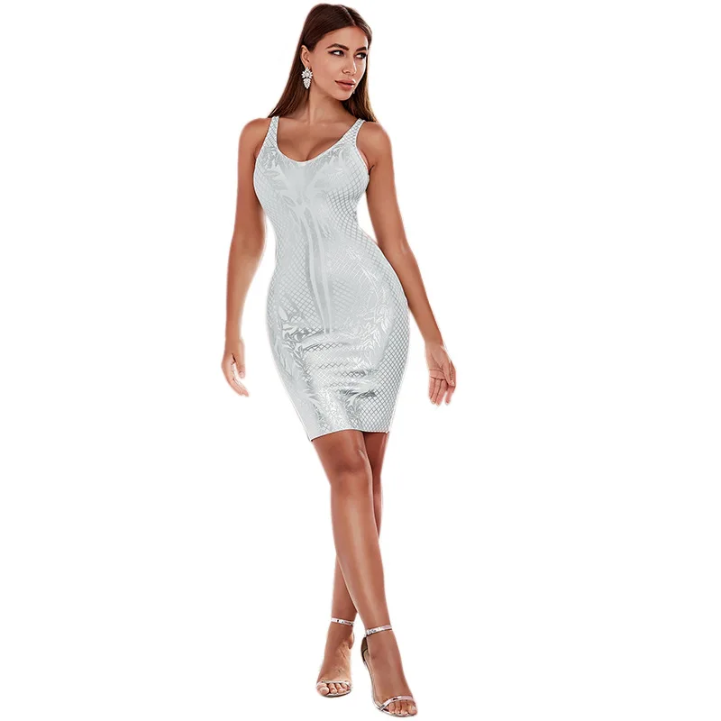 

New skirt women's slim evening dress sleeveless dress summer elegant GRAY22