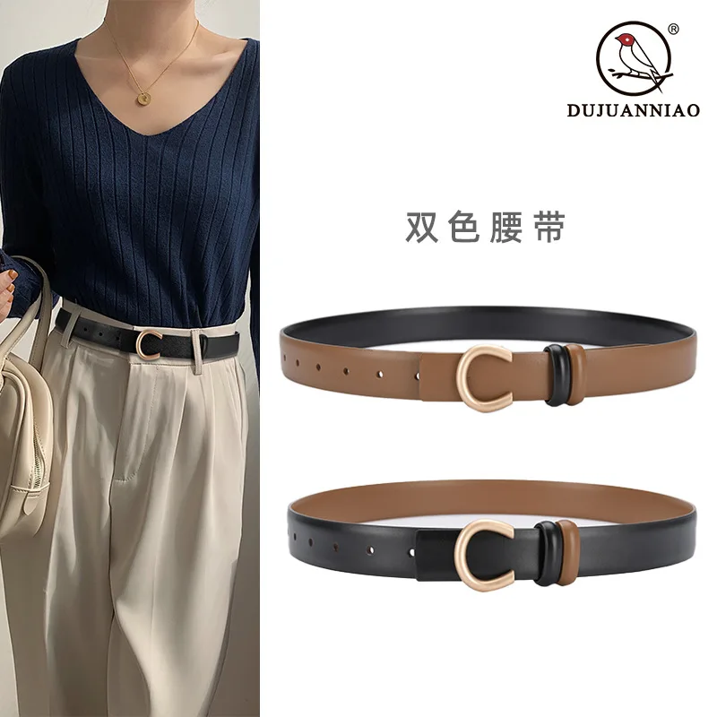 Ms belt tape can be used in wear simple waist buckle real cowhide han edition lady's belt