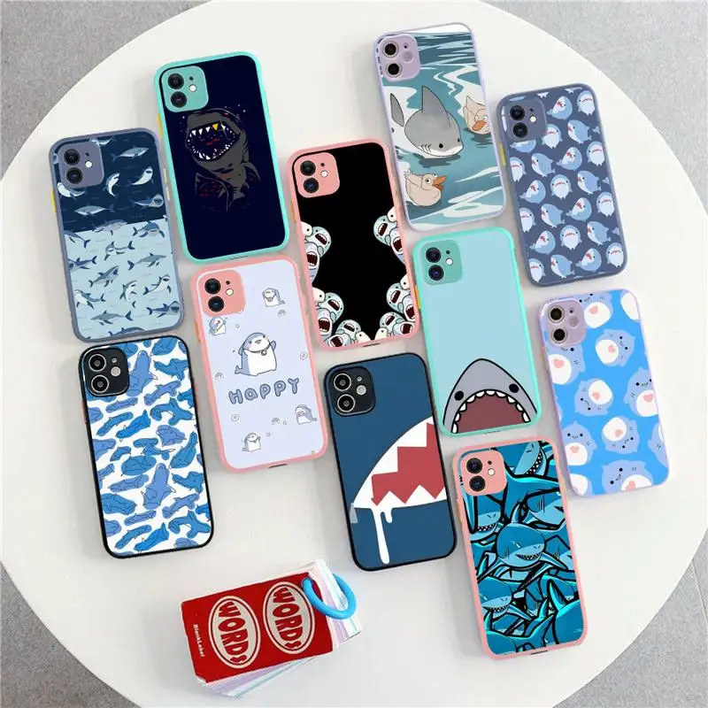 

Shark Phone Case for iPhone 14 11 12 13 Mini Pro Max 8 7 Plus X XR XS MAX Translucent Matte Cover
