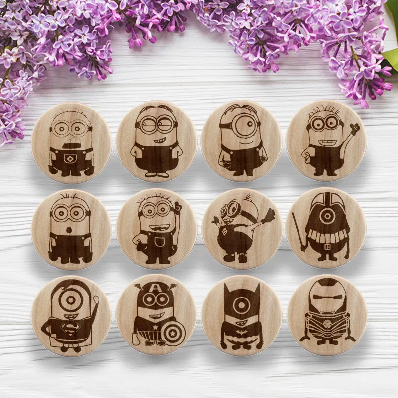 Деревянная ручка с мультяшными персонажами выдвижной ящик для детской комнаты в