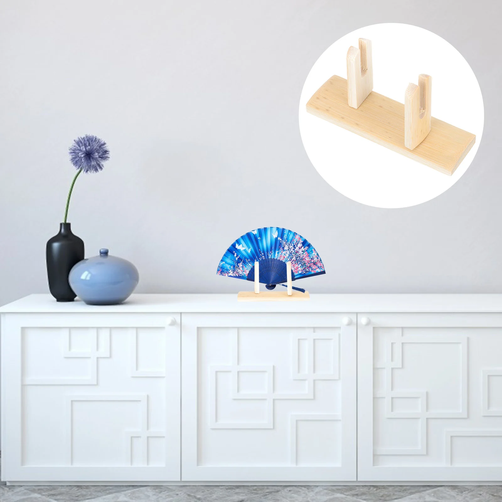

Fan Wooden Bracket Fans Stand Handle Holder Japanese Display Traditional Folding