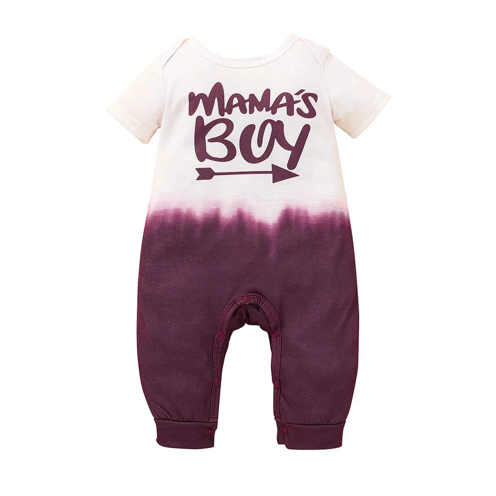

Infant Kids Baby Boys Clothing Summer Cotton Jumpsuit Short Sleeve Round Neck Cartoon Letter Pattern Gradient Color Rompers