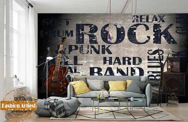 Custom Hi-fi Guitar Cd Wallpaper Mural 3d Music Wall Rock Roll Blues Band Jazz Tv Sofa Living Room Bedroom Cafe Bar Restaurant |