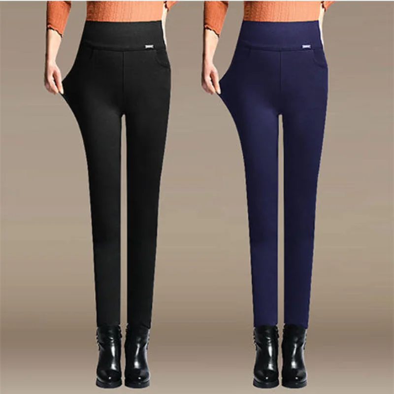 Winter Warm Women's Plus Velvet Leggings Keep Warm Solid Pants High Waist Women Women Leggings