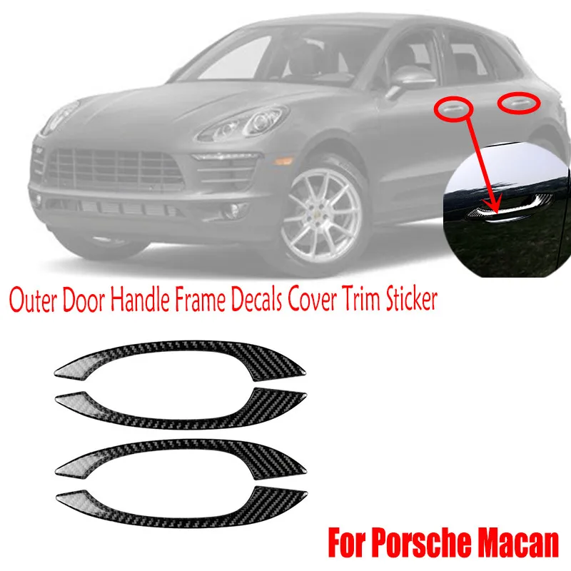 

For Porsche Macan 2015-2018 Carbon Fiber Car Accessories Exterior Parts Outer Door Handle Frame Decals Cover Trim Sticker