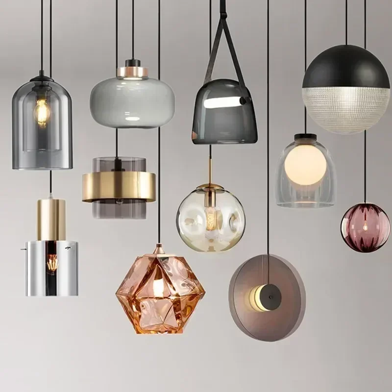 Современные подвесные стеклянные светильники в стиле лофт искусственные