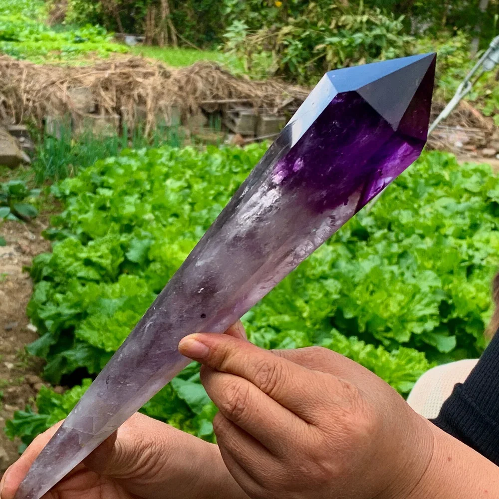 

Super size Natural Amethyst Quartz Cluster Crystal Rod Point Specimen Scepter Super power Spirit Healing Gemstone energy