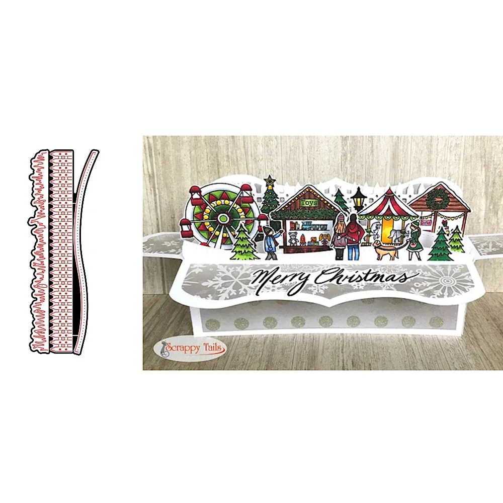 

New Christmas Fence Decoration Metal Lace Cutting Dies Template DIY Scrapbook Decoration Embossing Process Template Die Cutting