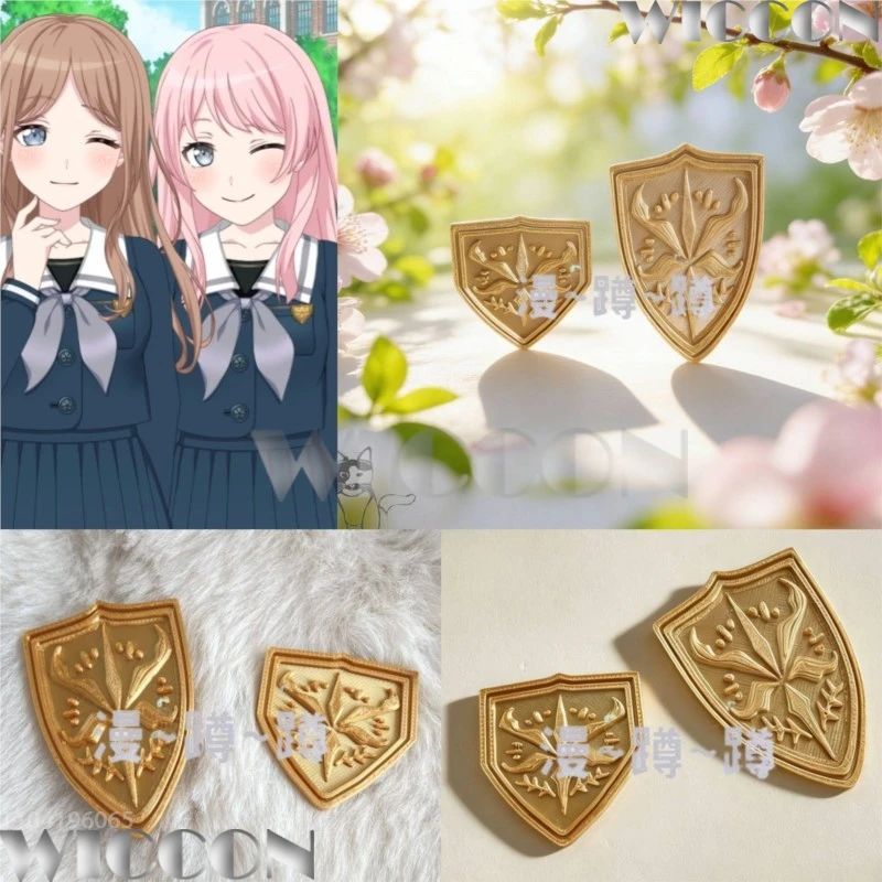 Фото Золотой школьный герб Цукиномори BanG Dream! Костюм для косплея по аниме-игре, 3D-печать, аксессуары из PLA для девушек и женщин, Хэллоуин №1