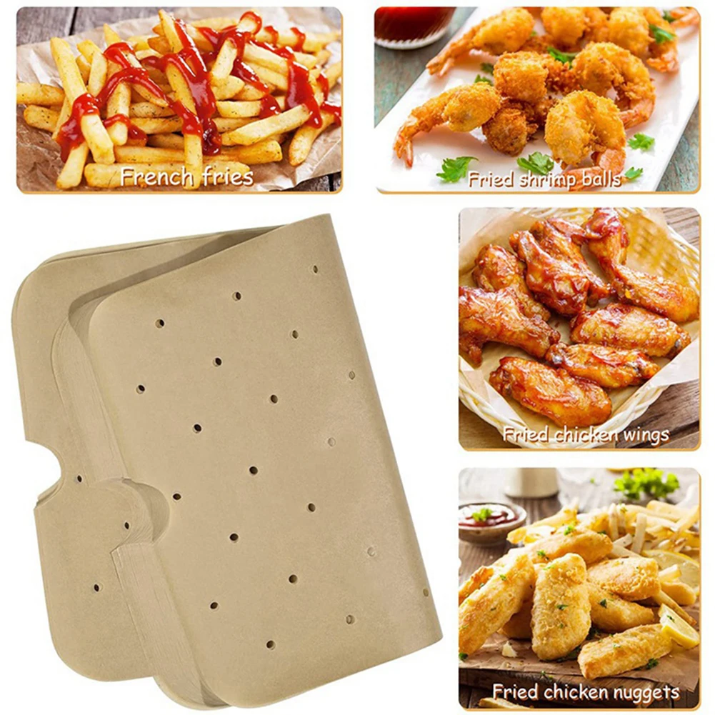 100PCS Rectangular Non-Stick Steaming Papers Double Boiler Air Fryer Steamer Paper Baking Sheets Oven Cooking Basket - купить по