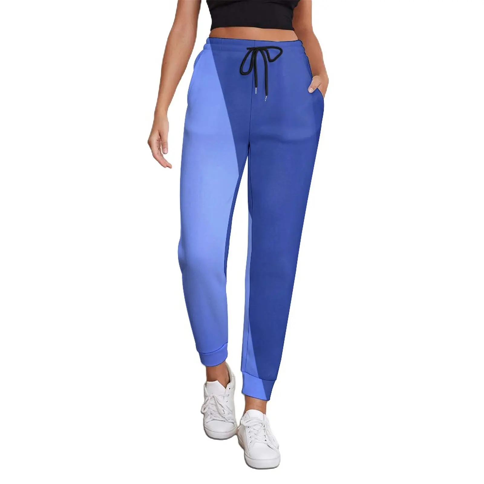 

Two Tone Ocean Pants Spring Blue Texture Home Sweatpants Female Aesthetic Pattern Trousers Plus Size 3XL
