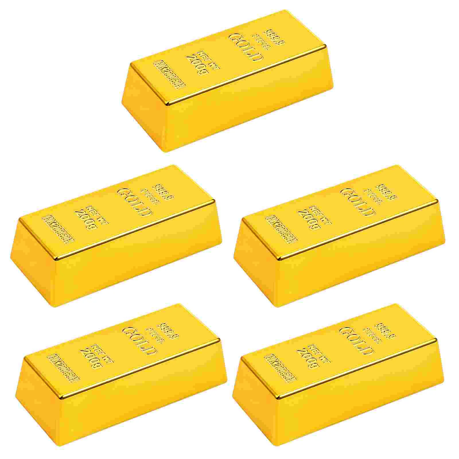 

5 Pcs Nativity Toy Decorative Prop Bullion Pirate Toy Simulation Plastic Bullion Santa Toys Bricks Props Simulation Gold