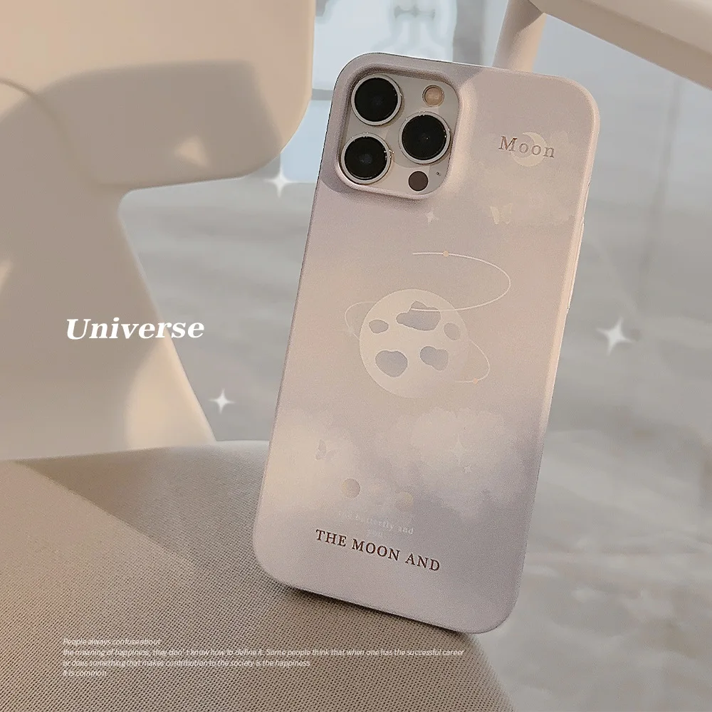 

Art Heat Transfer, Purple Moon Phone Case For iphone 14 13 12 11 Pro Max X XR XSMAX 7 8 Plus SE TPU Case Cover new products
