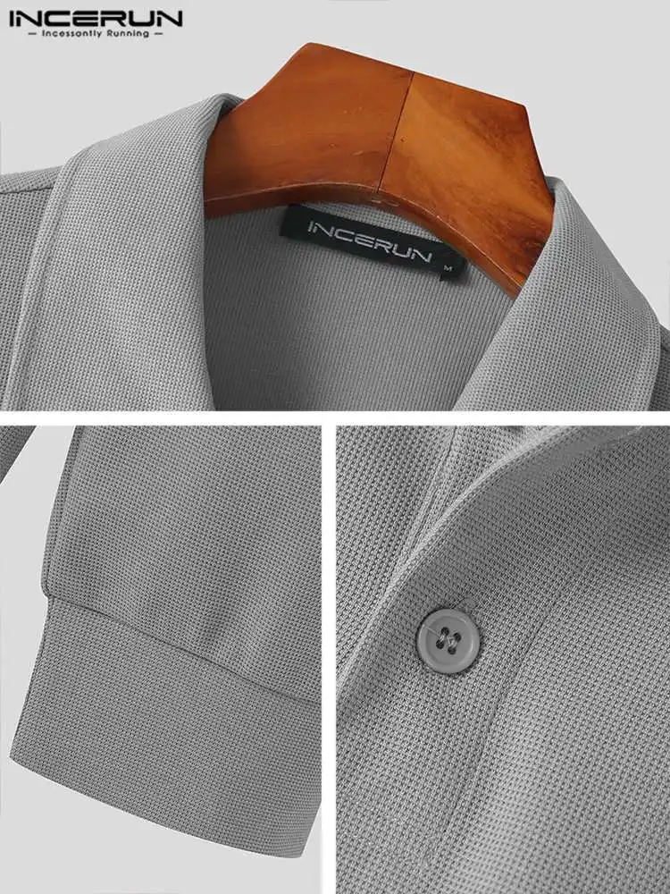 Casual Streetwear Style Tops INCERUN Men Solid Color All-match Simple Blouse Stylish Male Pullover Long Sleeve Shirts S-5XL 2023