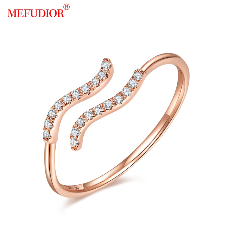 

Female Ring Adjustable Opening Aquarius 18K Rose Gold Inlaid Diamonds Rings for Women Jewelry Gift for Girlfriend FX01M