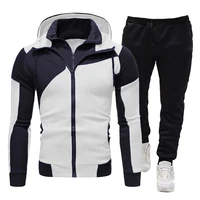 mens clothing hooded double zipper jackets sweatpants tracksuit men casual streetwear sport suit