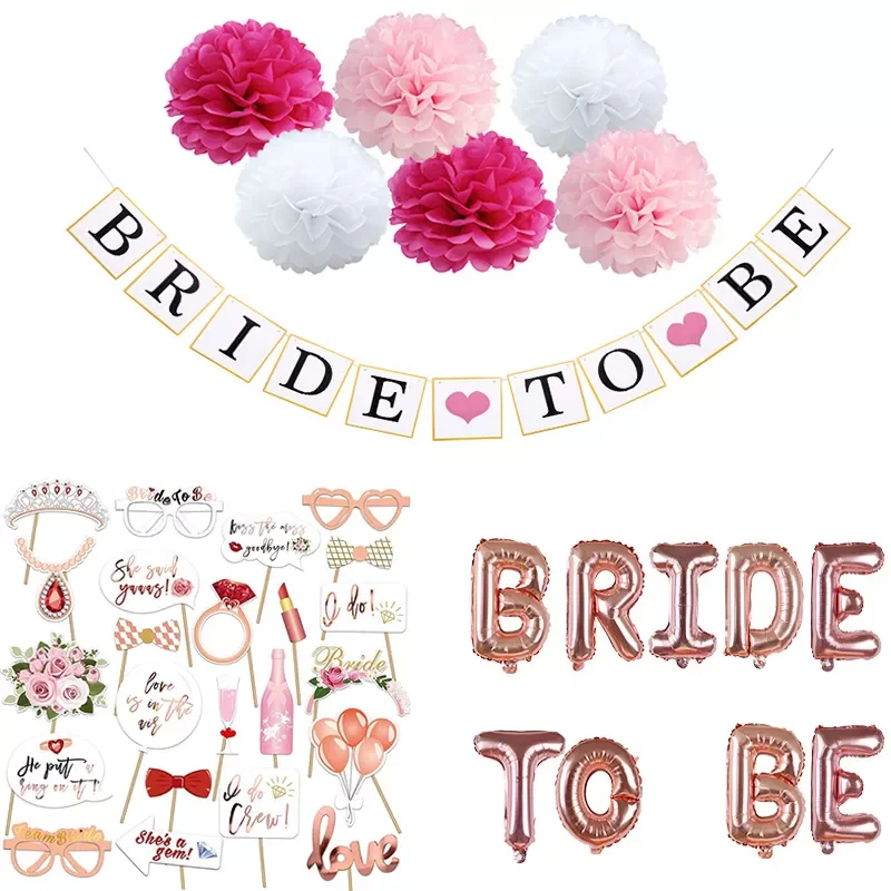 

NEW2022 Bride To Be Theme Foil Balloon Cupcake Topper Sash Bachelorette Party Diamond Ring Foil Balloon Wedding Decoration Suppl