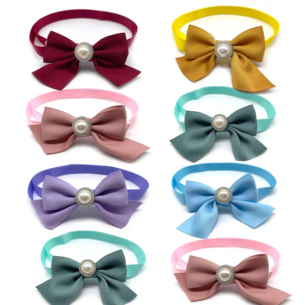 

50/100pcs Dog Accessories pearl style Dog Bow Ties Pet Cat Dog Bow Tie Pet Grooming tie For Small Dogs Pet Cat Holiday Supplies