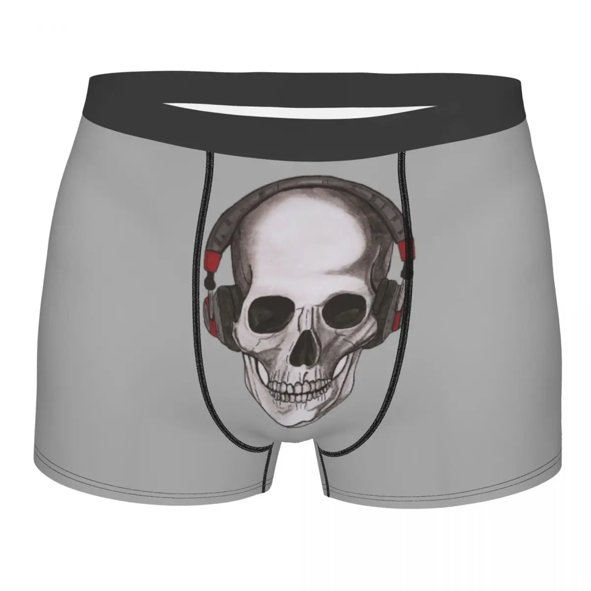 

Боксеры мужские, трусы, Забавный Череп с наушниками, мужские трусы, шорты, дышащие мужские боксеры s сексуальные трусы-брифы