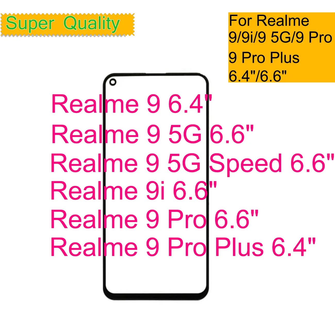 

10Pcs/Lot For Realme 9 Pro Plus 5G Speed Touch Screen Front Outer Glass Panel Lens For Realme 9i LCD Front Glass With OCA Glue