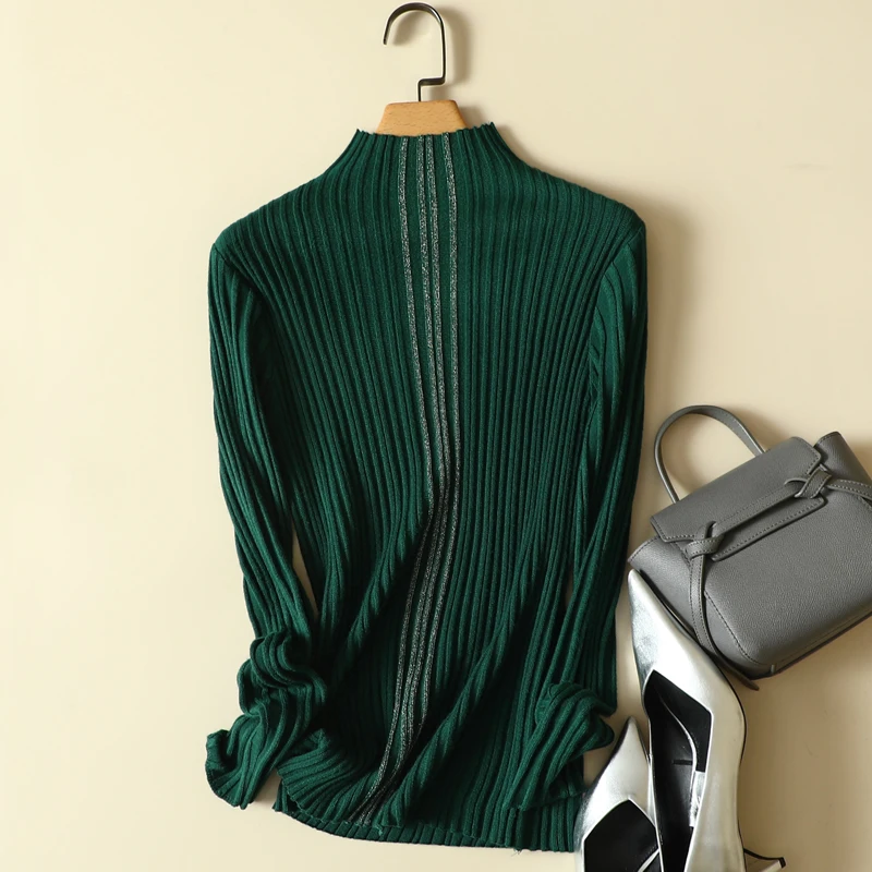 

Женский вязаный свитер в полоску с ложным воротником, Осенний эластичный элегантный офисный женский свитер, верхняя одежда, пальто наивысш...