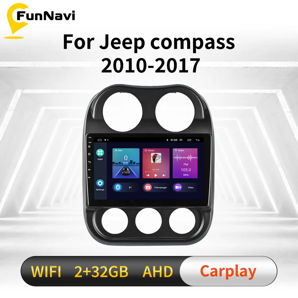 Автомагнитола 2 Din Android для JEEP Compass экран 2010-2017 дюйма Gps-навигация мультимедиа