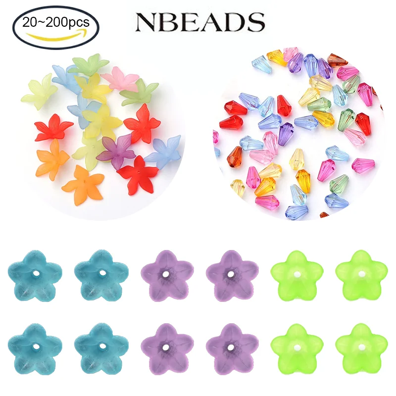 

20-200PCS Clear Frosted Acrylic Flower Beads about 27mm in diameter 7mm thick hole:1.2mm