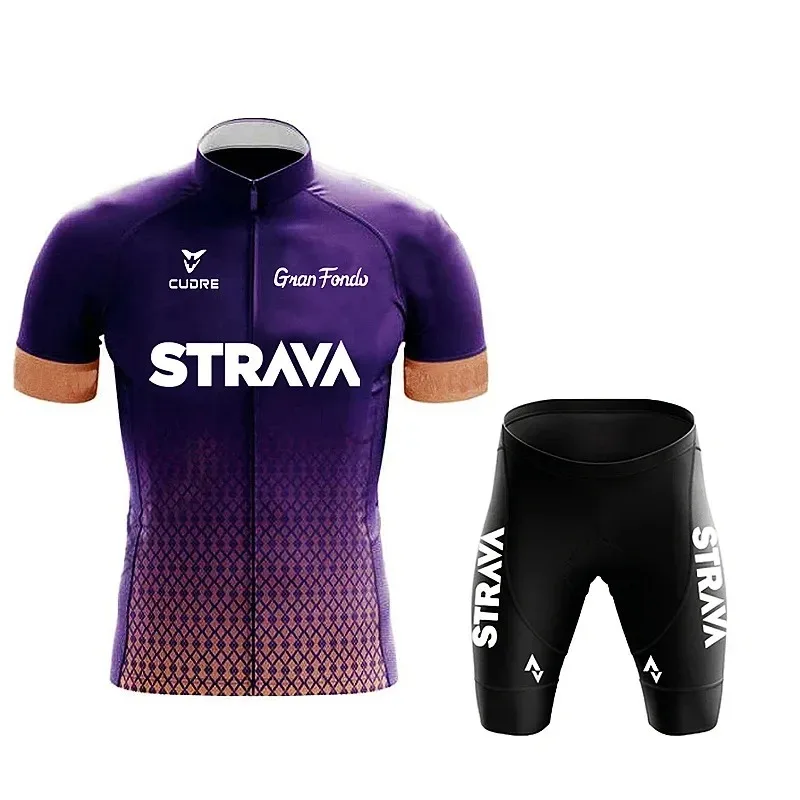 2024 Strava Men's Cycling Shirt Set Summer Breathable Absorb Quick Drying MTB Uniform Wear
