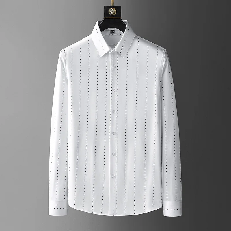 2022 Spring Striped Shirts for Men's Long Sleeve Slim Casual Shirt Business Formal Dress Shirt Social Party Tuxedo Male Clothing
