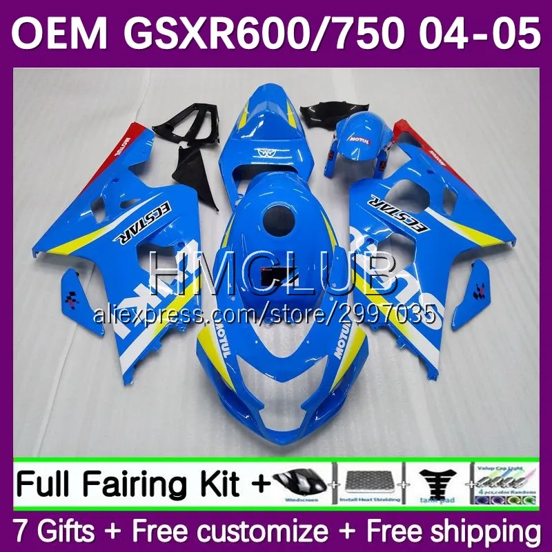 

OEM инъекция для SUZUKI GSXR 750 600 CC 600CC GSXR-600 K4 59No.91 GSXR600 GSXR750 2004 2005 GSXR-750 04 05 синий глянцевый обтекатель