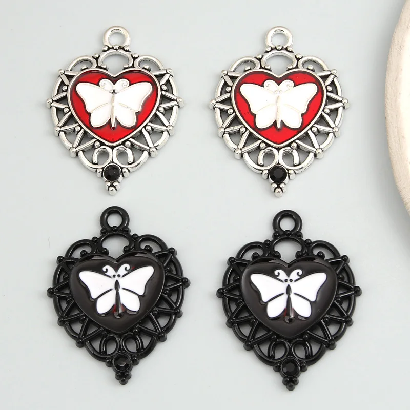 Эмалированные подвески в форме сердца 34x26 мм 5 шт