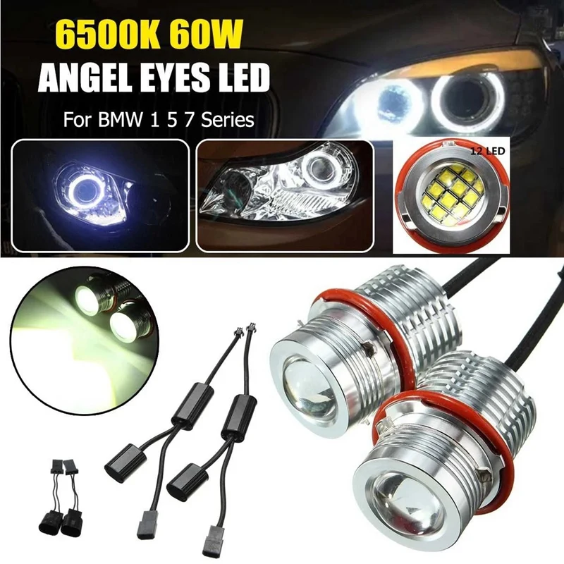 

2Pcs LED Headlight Angel Eyes Bulb Marker Error Free for BMW 5 6 7 X3 X5 Series E39 M5 E60 E87 E61 E53 E66 E83 E63 E64