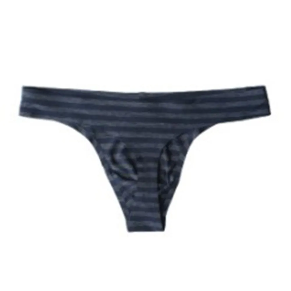 New Men Sexy Underwear Silky Seamless Striped T-back Low Rise Underpants Thong Briefs Men's Erotic Lingerie Cuecas Masculinas