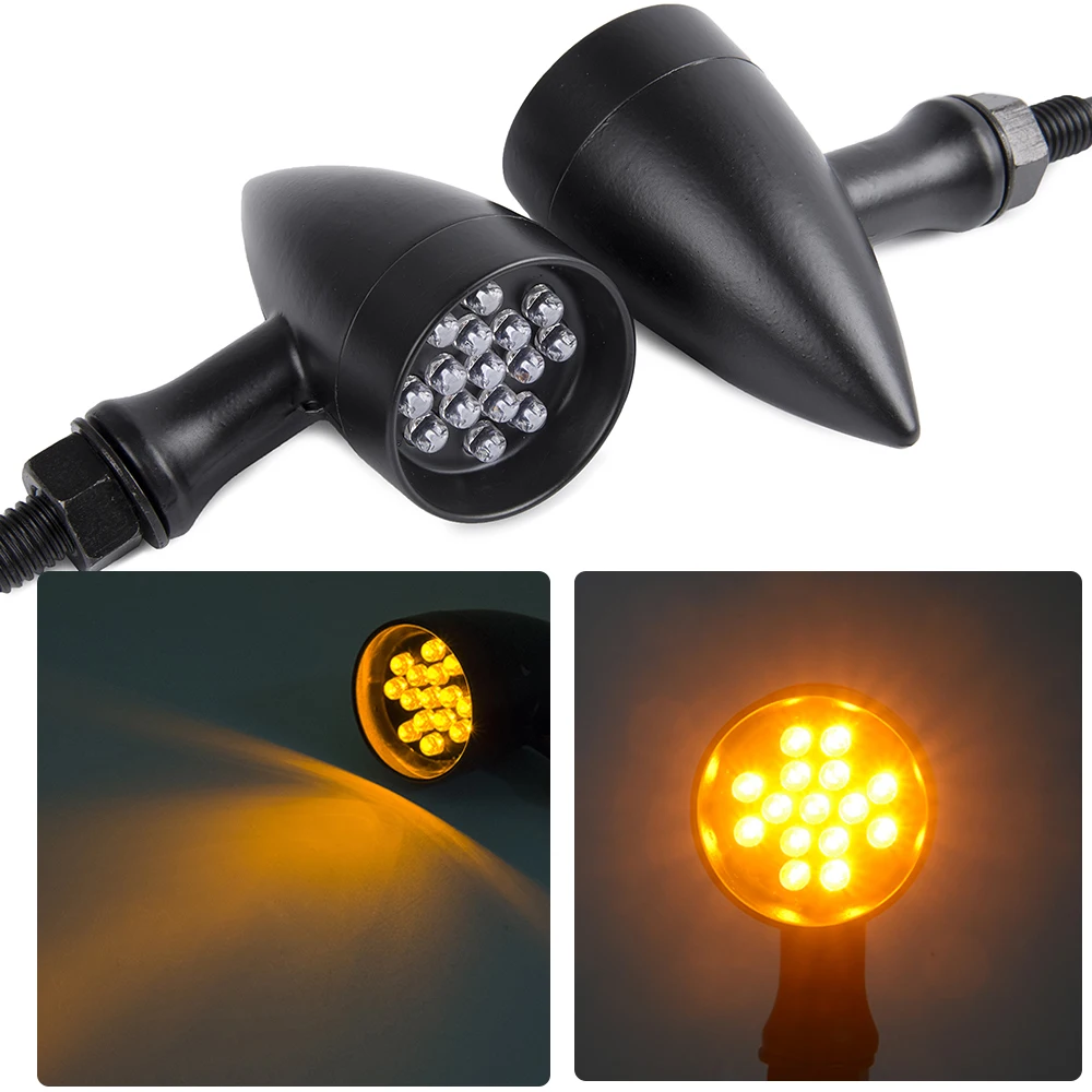 

Motorcycle For Bullet Black Amber 15 LED Billet Turn Signal Indicators Light Blinker Lamp for Harley Sporster Softail Bobber
