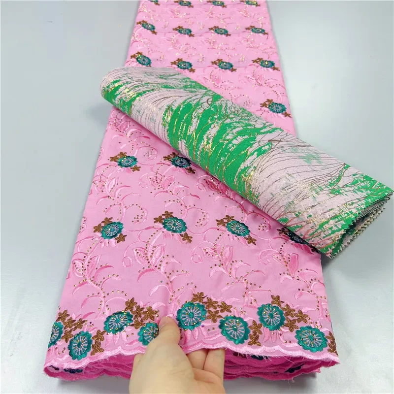 5 ярдов тяжелая вышивка бисером африканская 100% хлопчатобумажная ткань с