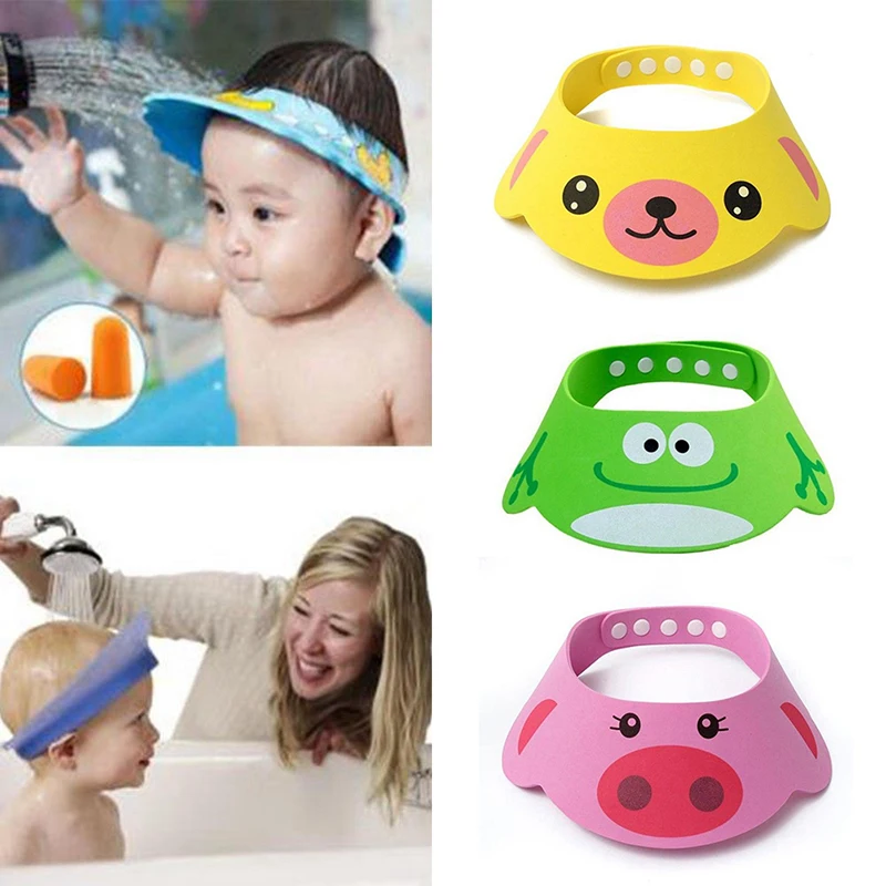 

New Kids Bath Visor Hat,Adjustable Baby Shower Cap Protect Shampoo, Hair Wash Shield for Children Infant Waterproof Cap#256643