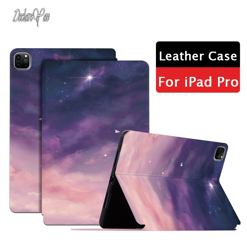 

Tablet Pad Pro 2021 12.9 inch Case DECLAREYAO Leather Stand Hard Cover For Apple iPad Pro 9.7 10.5 11 12.9 Coque Radiating Soft