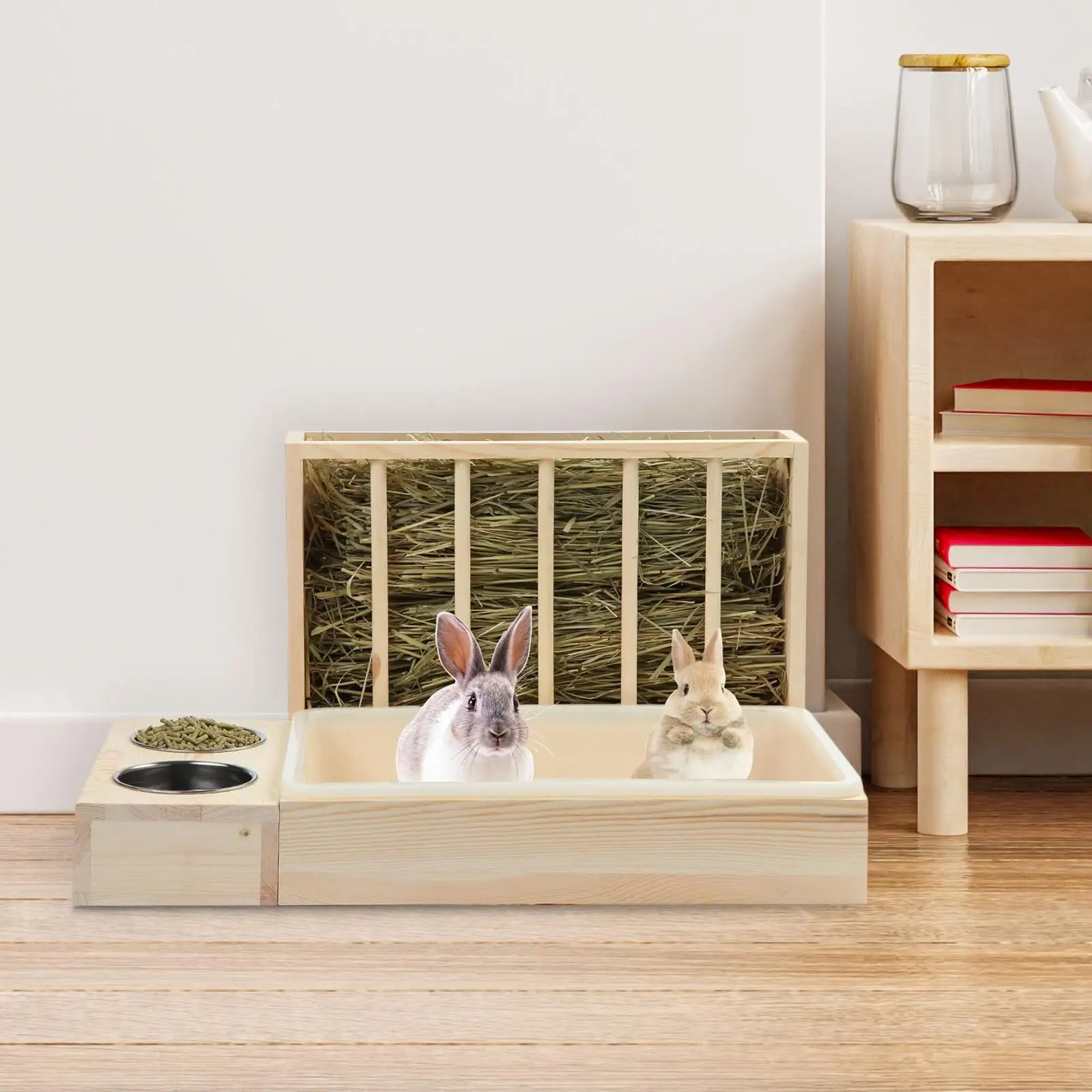 Деревянная подставка в виде зайчика для маленьких животных