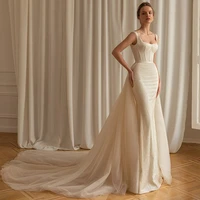 love sleeveless spaghetti strap wedding dresses royal train shiny bridal gowns floor length womens dress 2022 robe de mari%c3%a9e